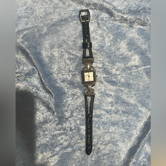 Geneva Quartz Women’s Wrist Watch Brown  Leather Band Square Face Chrome Plate - Picture 5 of 7